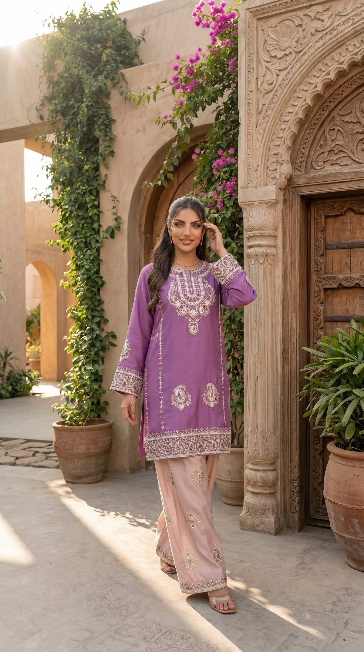 Women’s Embroidered Organza 2-Piece Suit