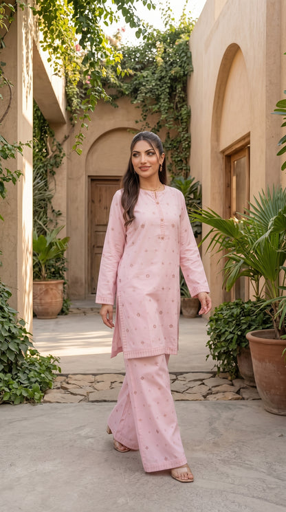 Women’s Imported Cotton Embroidered 2-Piece Suit