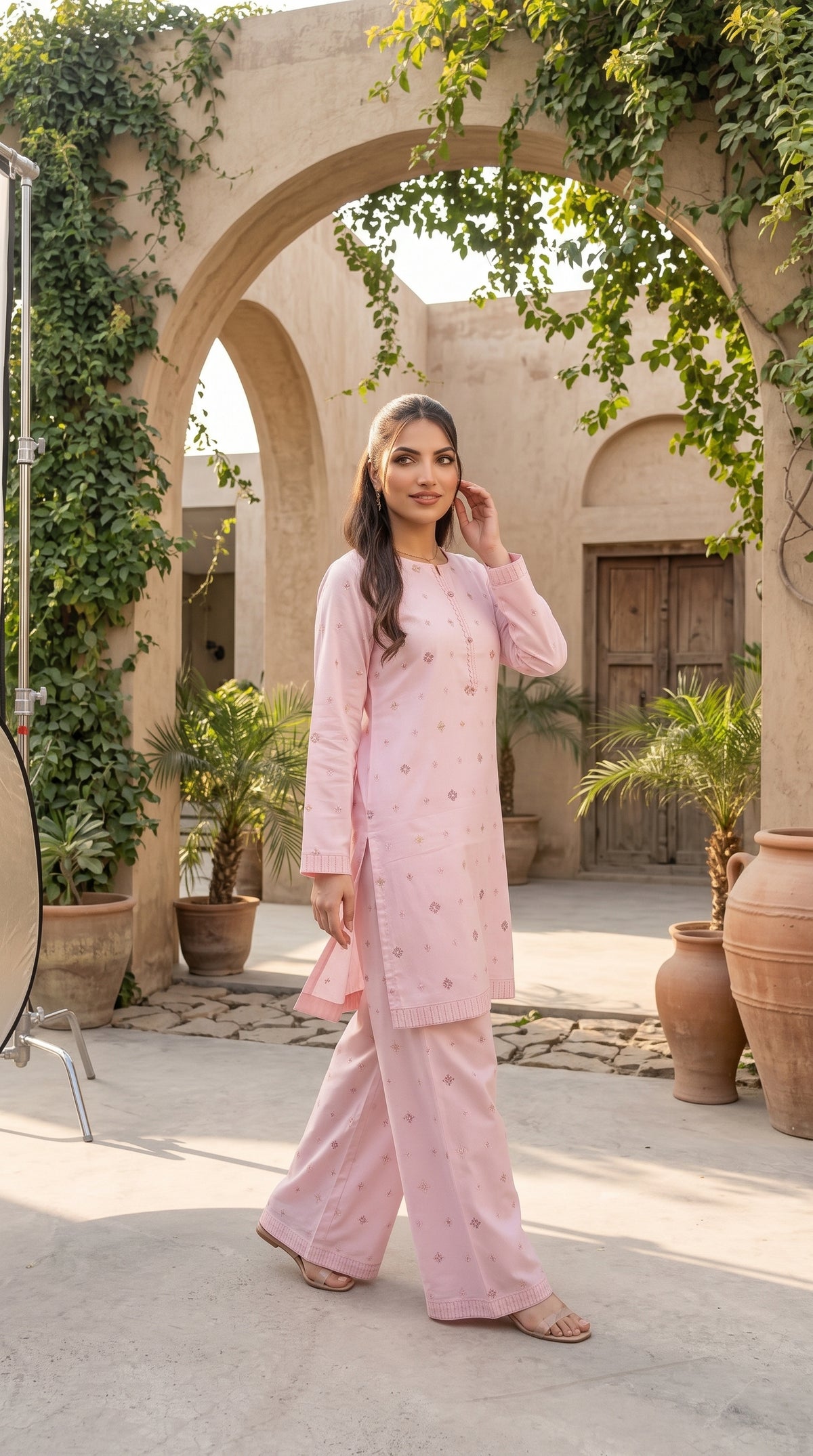 Women’s Imported Cotton Embroidered 2-Piece Suit