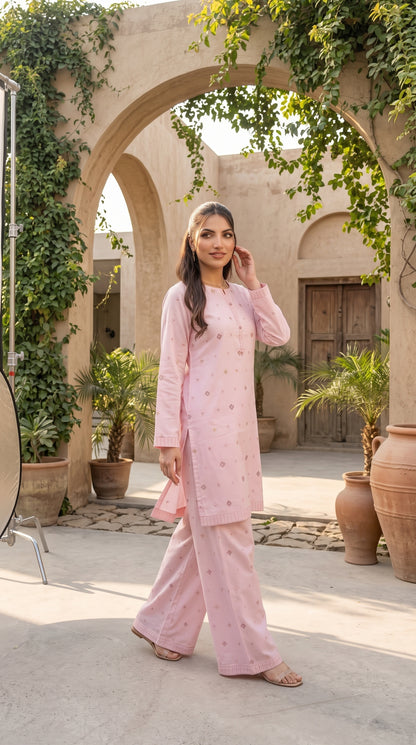 Women’s Imported Cotton Embroidered 2-Piece Suit
