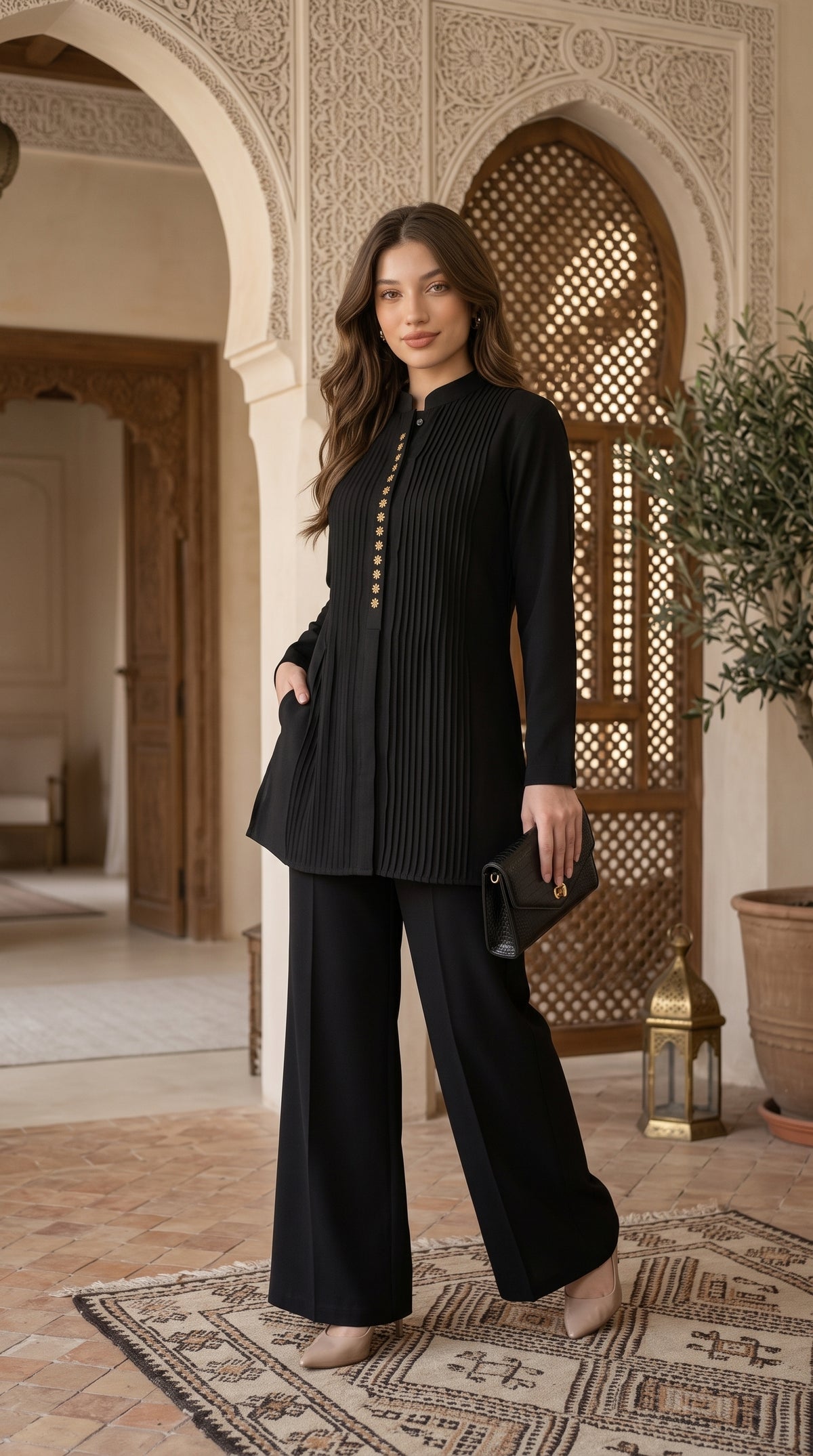 Premium Western Georgette Shirt & Flapper Set