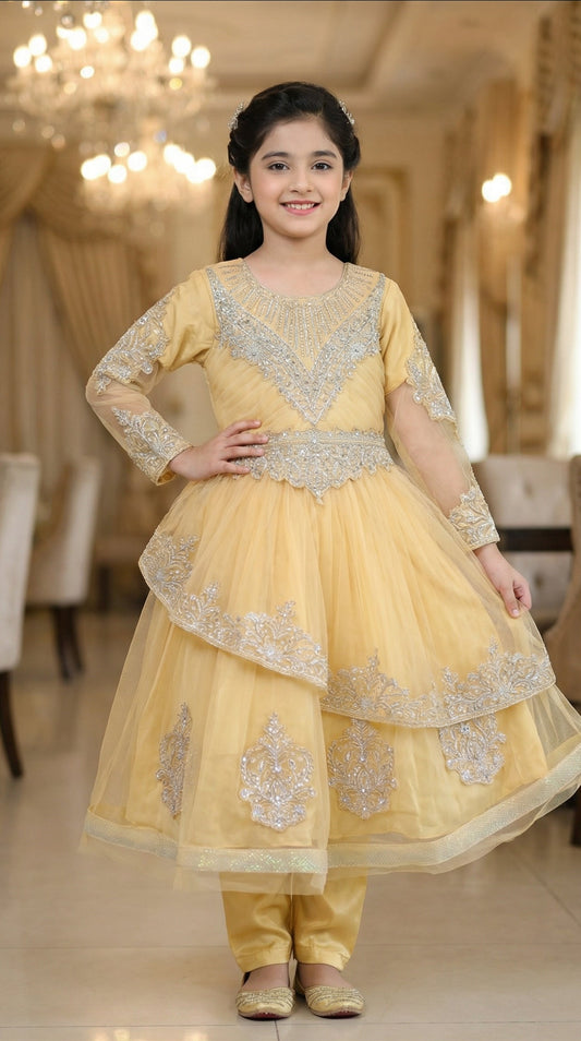 Saffron Glow & Peach Nectar Tiered Frocks