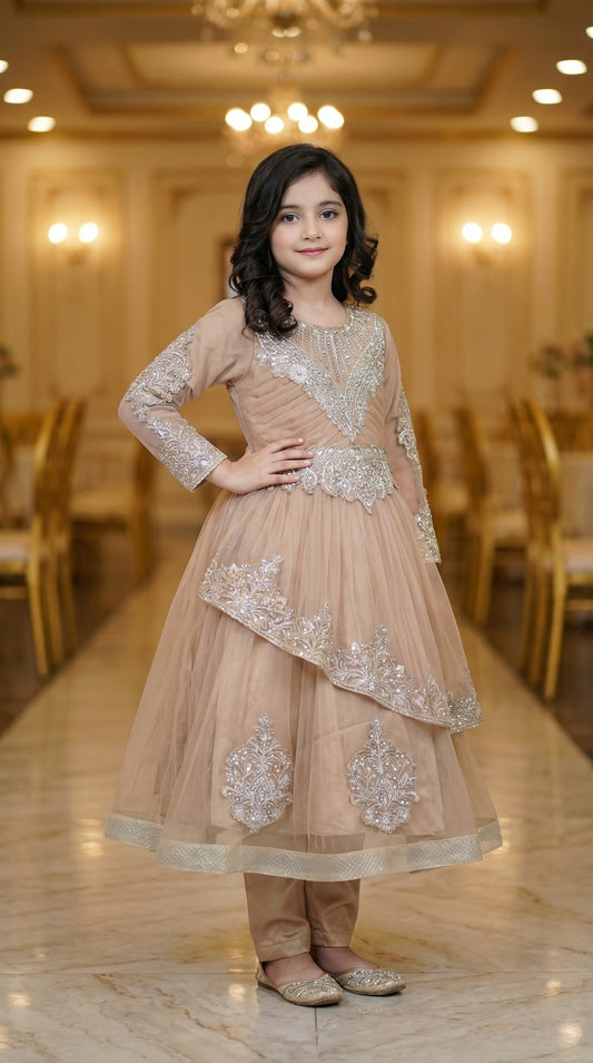 Mocha Regal Tiered Net Frock