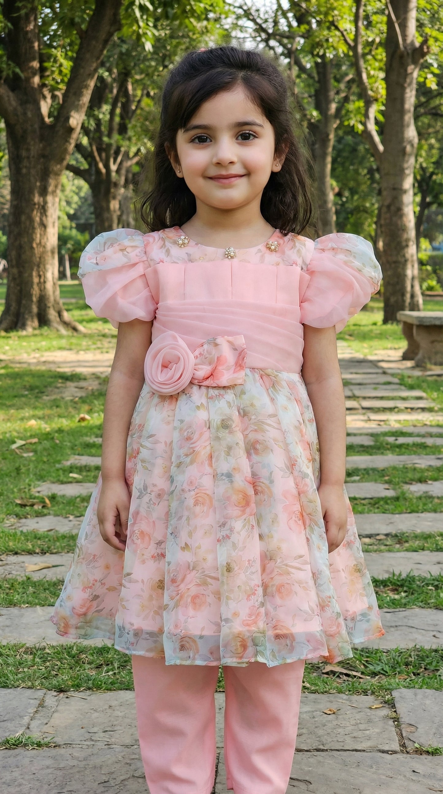 Regal Rose Tiered Floral Imported Tissue Frock