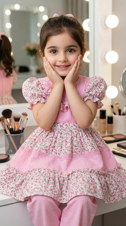 Flora Whisper Tiered Chiffon Ensemble Frock