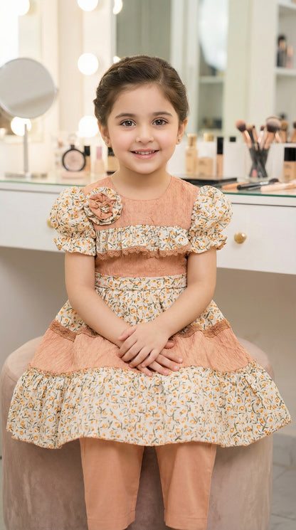 Petals & Pleats Tiered Chiffon Frock
