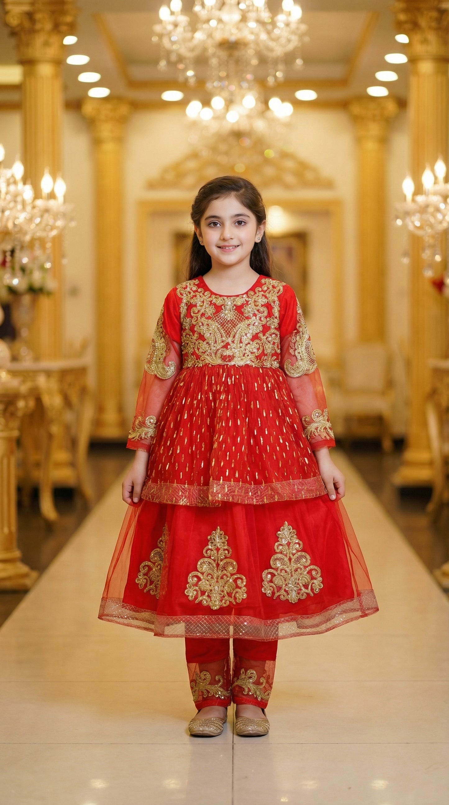 Royal Zari Embroidered Net & Chiffon Frock