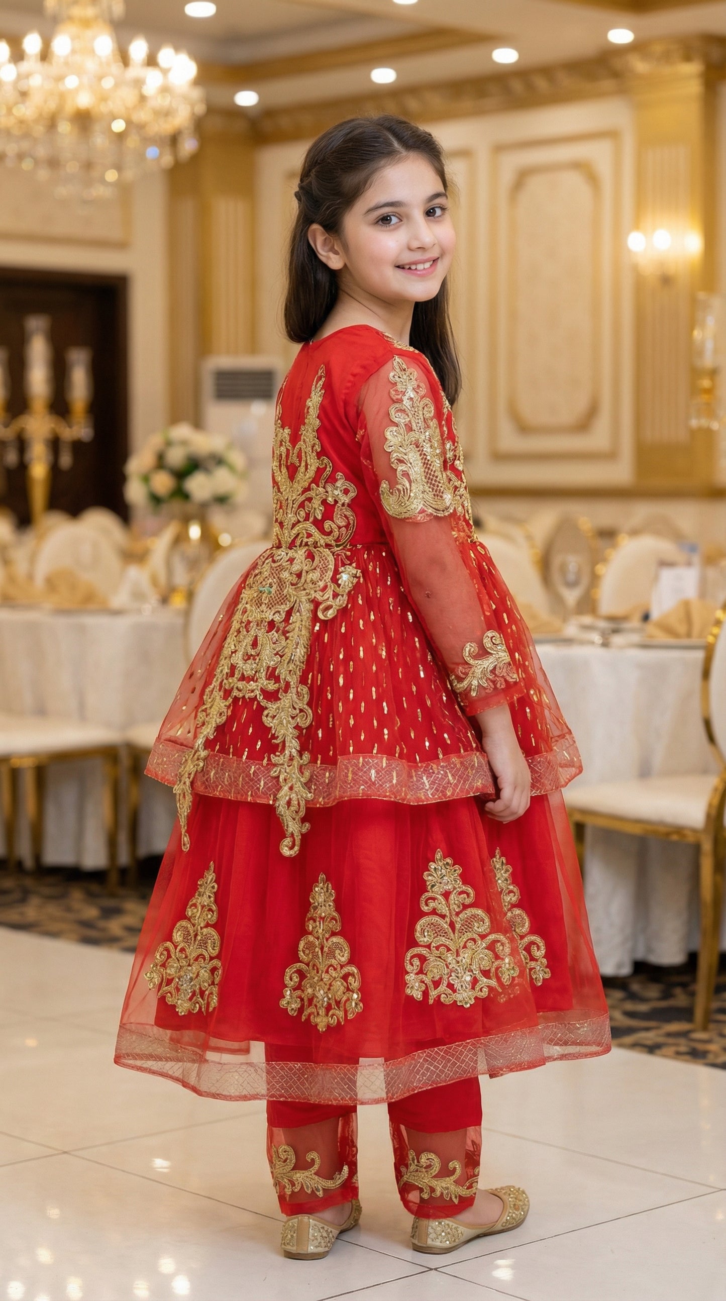 Royal Zari Embroidered Net & Chiffon Frock