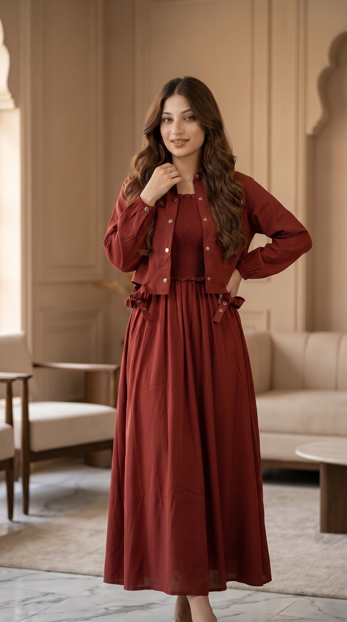 Premium Western Georgette Shirt & Flared Dress Set