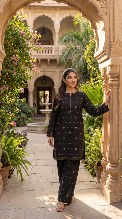 Women’s Imported Cotton Embroidered 2-Piece Suit