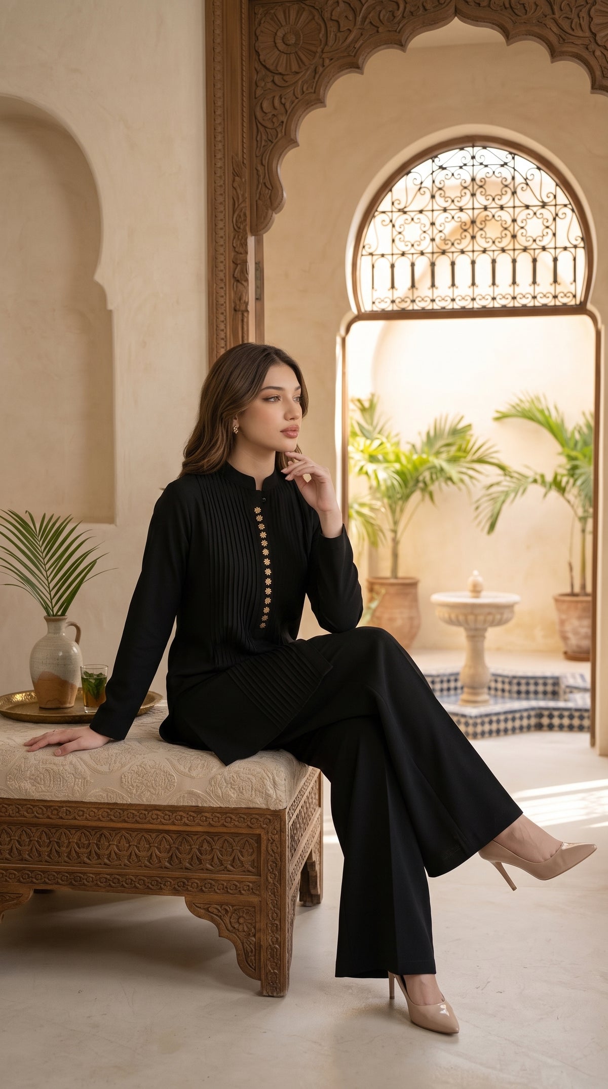 Premium Western Georgette Shirt & Flapper Set