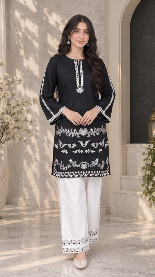 Premium Cotton 2 Piece Embroidered Stitched Suit