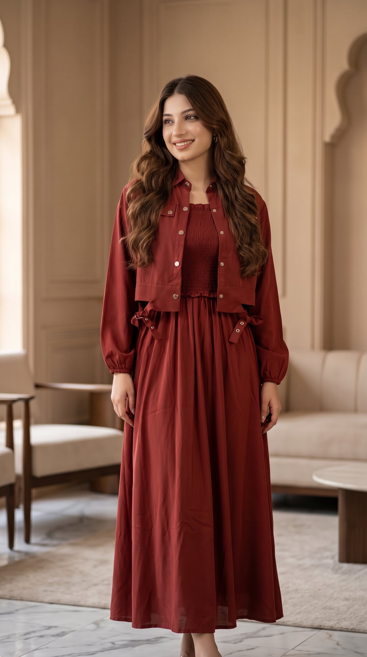 Premium Western Georgette Shirt & Flared Dress Set