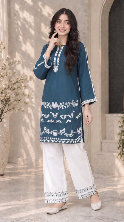 Premium Cotton 2 Piece Embroidered Stitched Suit
