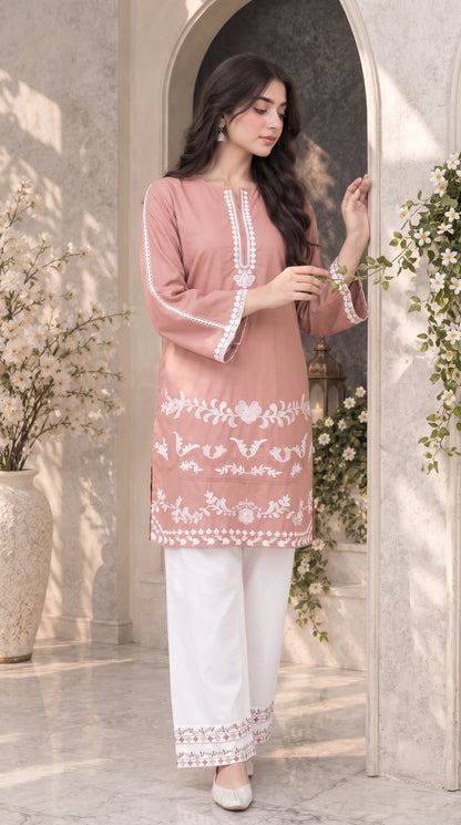 Premium Cotton 2 Piece Embroidered Stitched Suit
